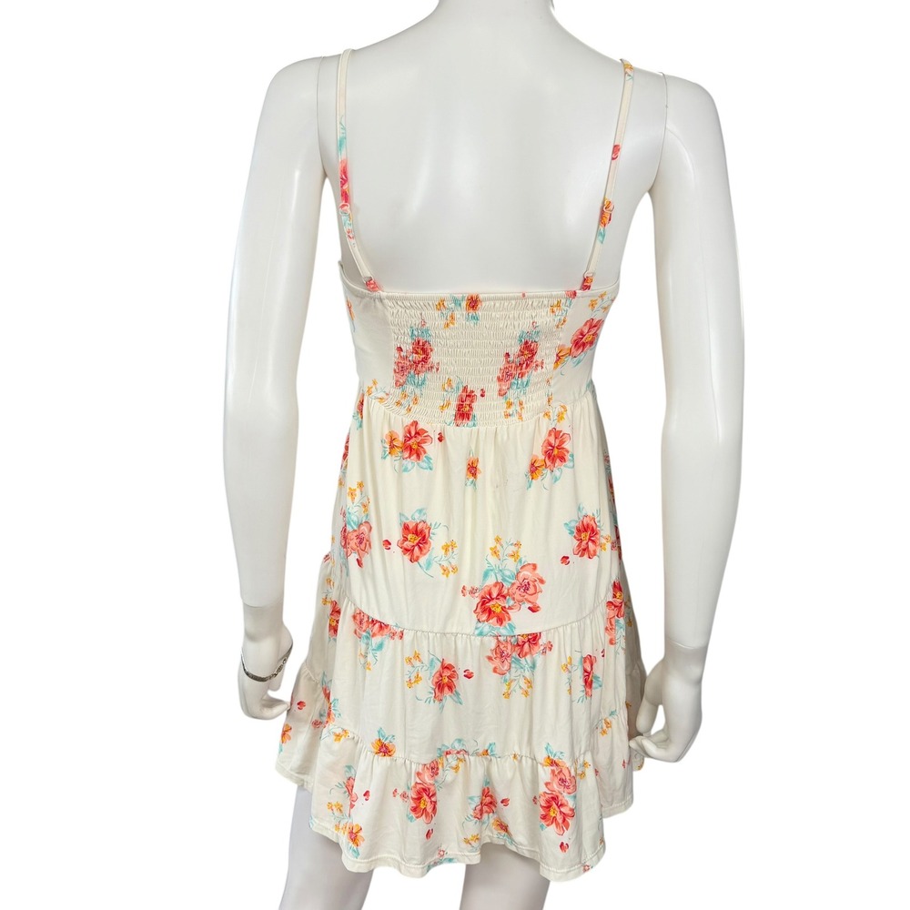 Floral Babydoll Smocked Tiered Mini Dress Coquette Cottagecore Fairy Romantic 5 - Picture 4 of 8